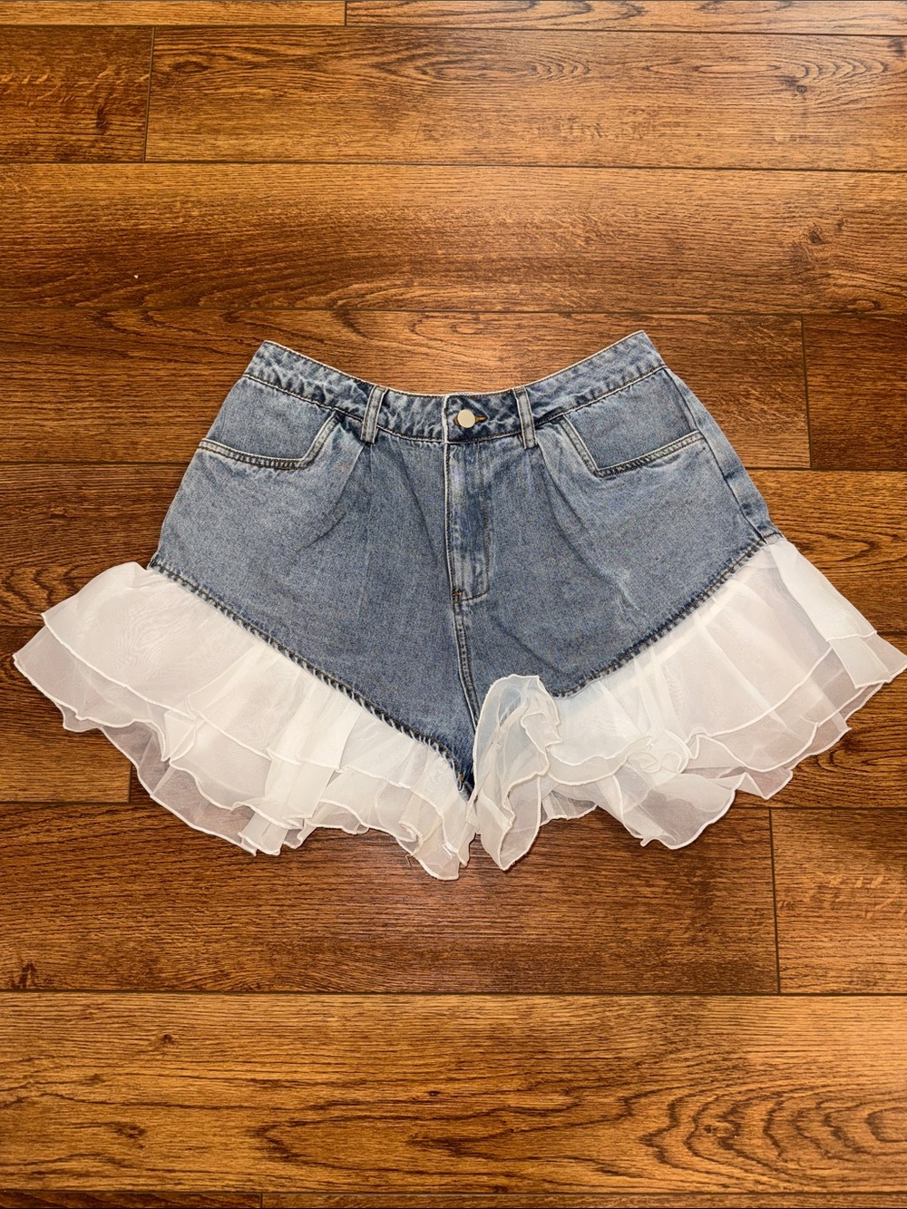 Ruffle Jean Shorts